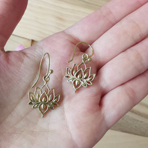 Premium Brass Drop Earrings Lotus
