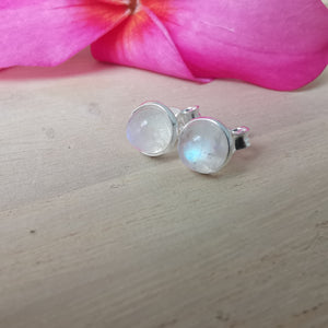 Sterling Silver 925 Studs Earrings Moonstone 8mm