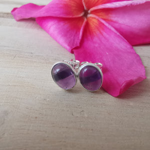 Sterling Silver 925 Studs Earrings Amethyst