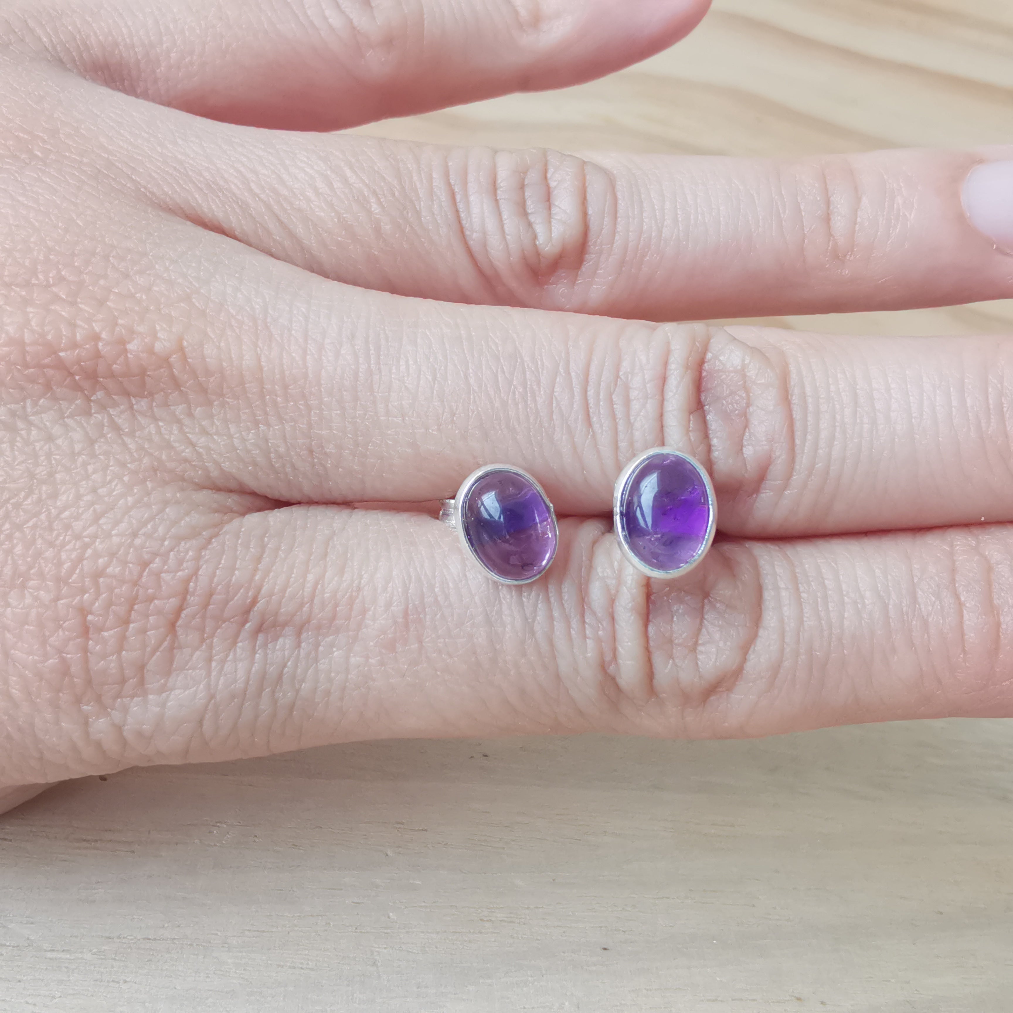Sterling Silver 925 Studs Earrings Amethyst