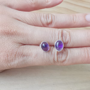 Sterling Silver 925 Studs Earrings Amethyst