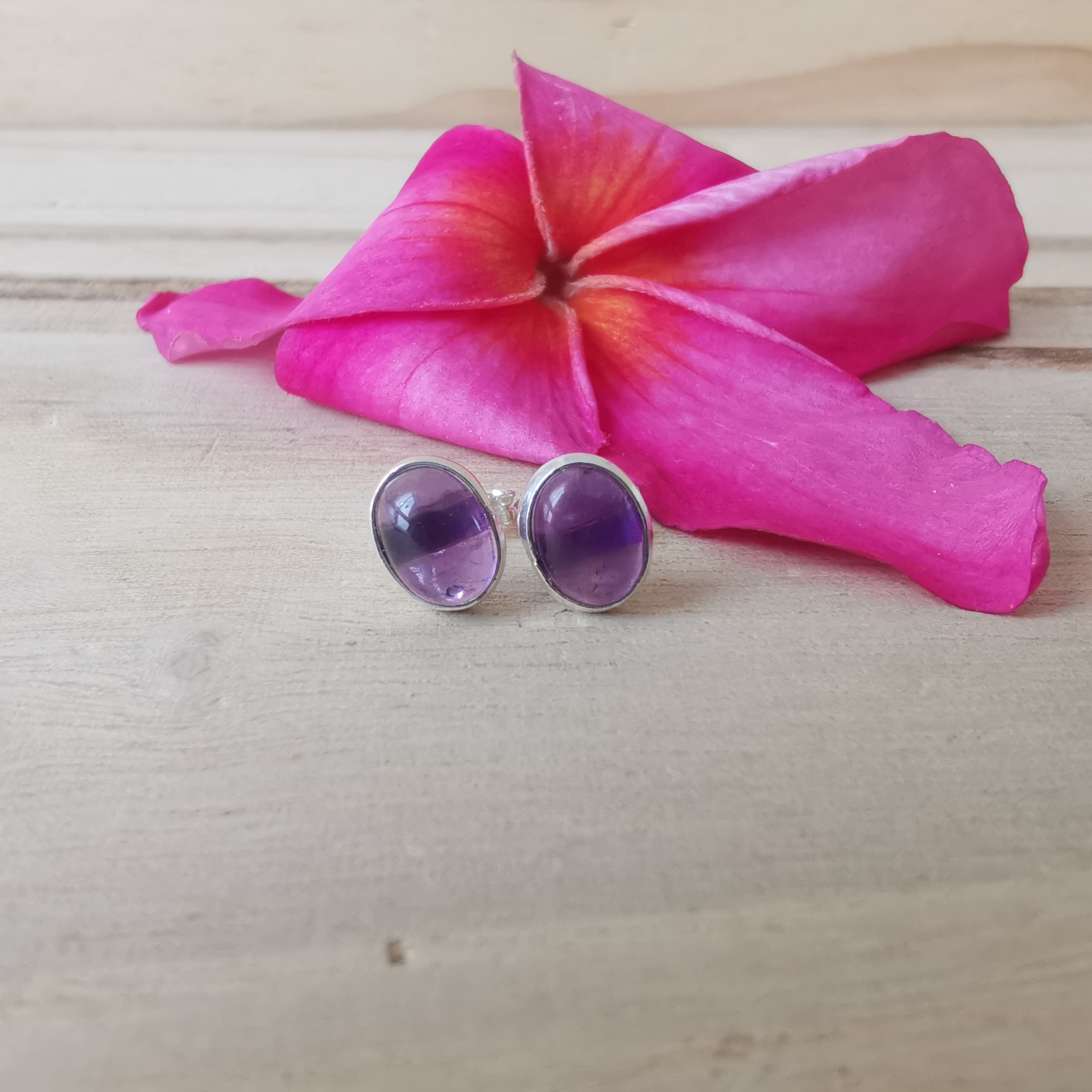 Sterling Silver 925 Studs Earrings Amethyst