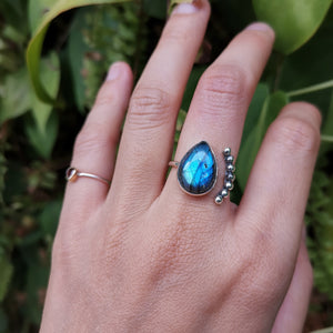 Sterling Silver 925 Luna Ring Labradorite LL02