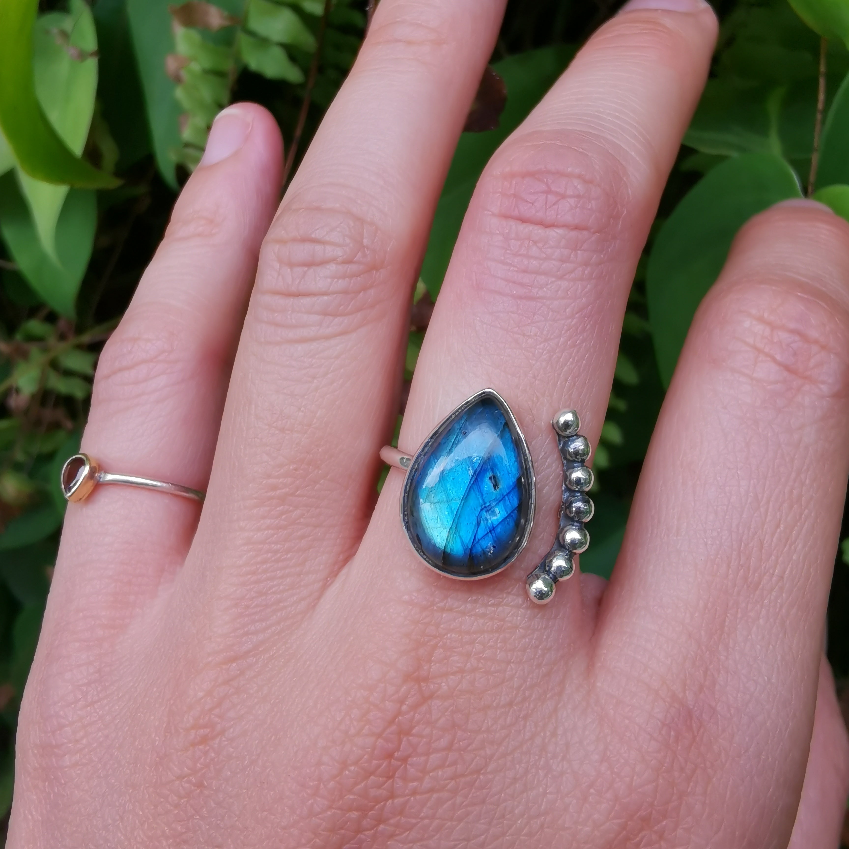 Sterling Silver 925 Luna Ring Labradorite LL02