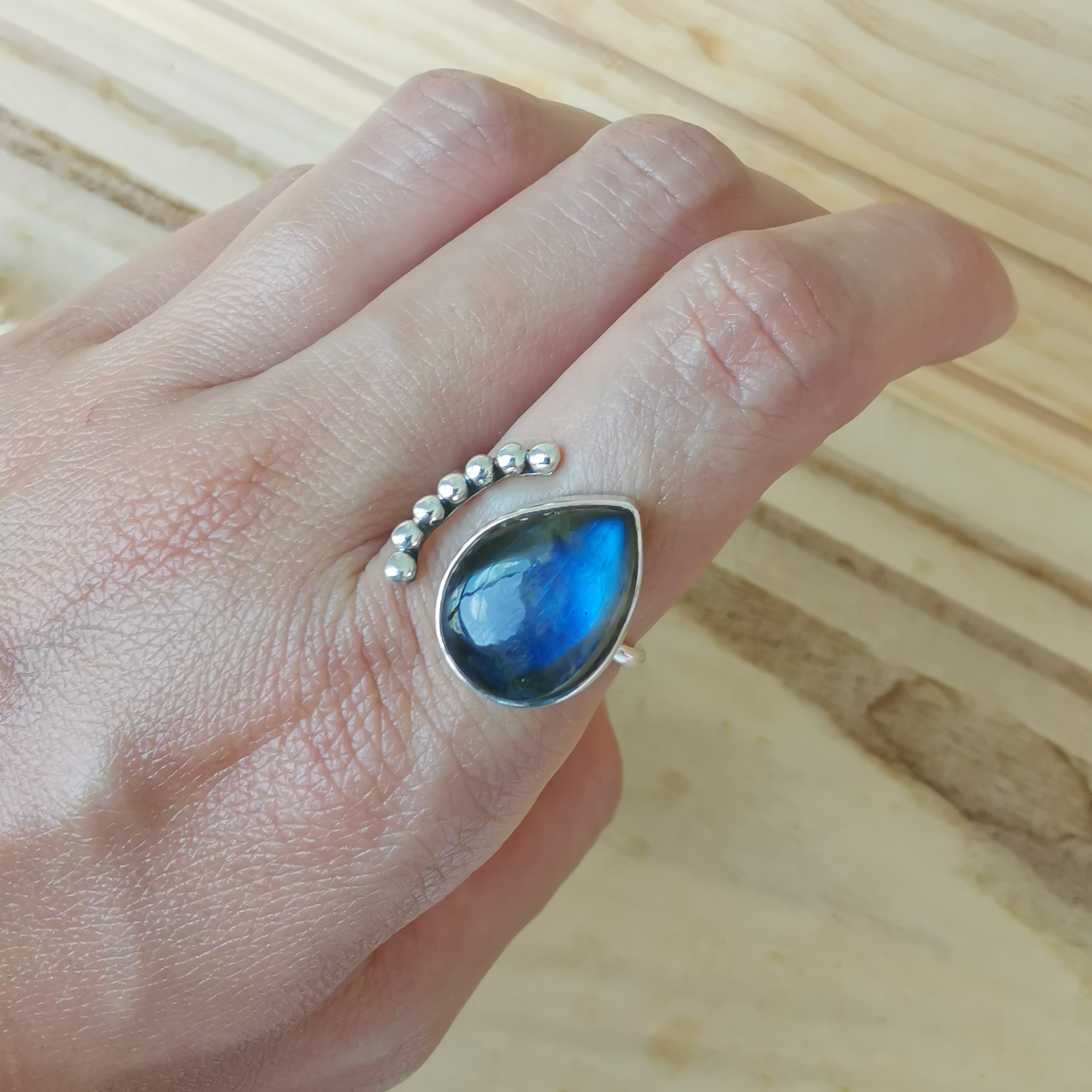 Sterling Silver 925 Luna Ring Labradorite LL03