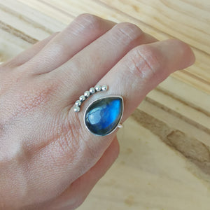 Sterling Silver 925 Luna Ring Labradorite LL03
