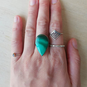 Sterling Silver 925 Statement Ring Malachite