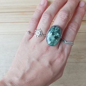 Sterling Silver 925 Statement Ring Seraphanite SER02