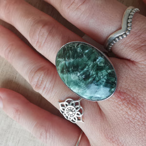 Sterling Silver 925 Statement Ring Seraphinite SER01