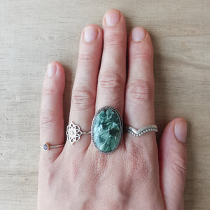 Sterling Silver 925 Statement Ring Seraphanite SER02