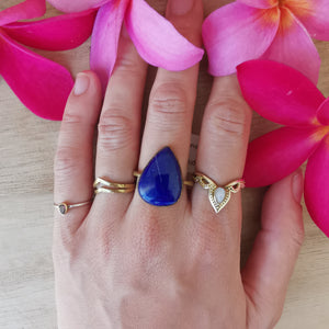 Premium Brass Statement Ring Lapis Lazuli Size US 6.5