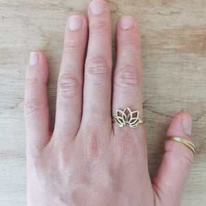 Premium Brass Ring Teratai (Lotus)