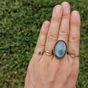 Premium Brass Statement Ring Labradorite