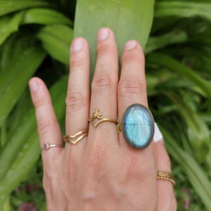 Premium Brass Statement Ring Labradorite