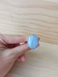 Sterling Silver 925 Statement Ring Blue Lace Agate