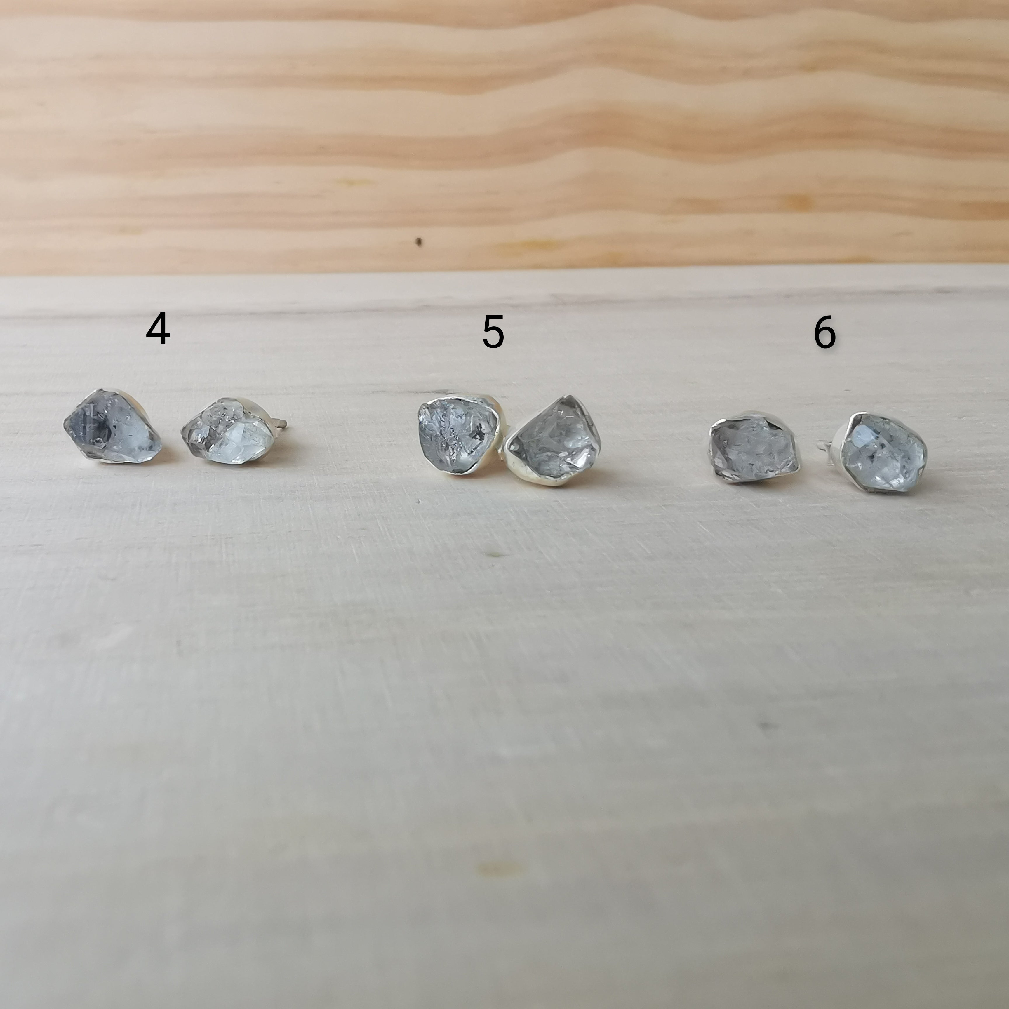 Sterling Silver 925 Studs Earrings Raw Herkimer Diamonds