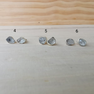 Sterling Silver 925 Studs Earrings Raw Herkimer Diamonds