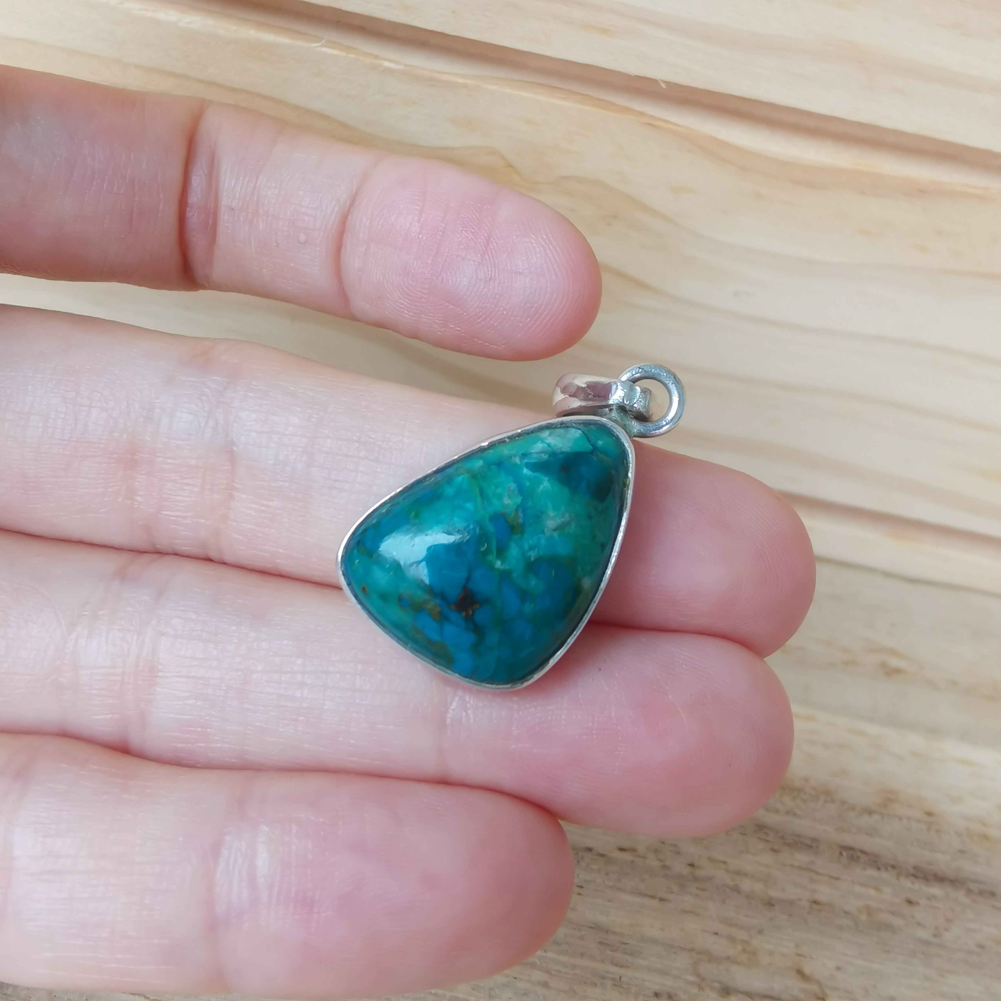 Sterling silver 925 Chrysocolla pendant