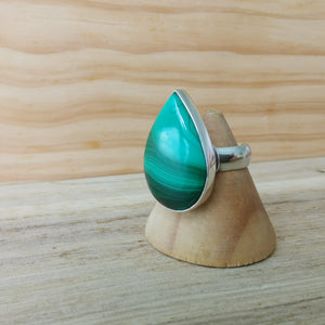Sterling Silver 925 Statement Ring Malachite