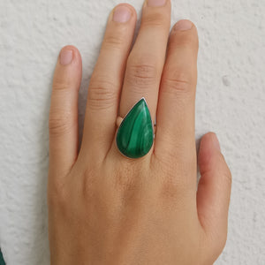 Sterling Silver 925 Statement Ring Malachite