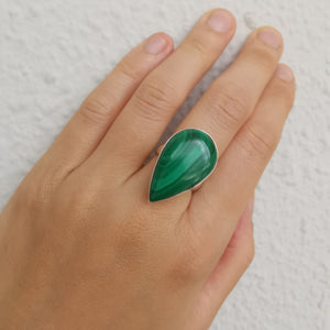 Sterling Silver 925 Statement Ring Malachite