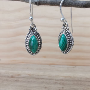 Sterling Silver 925 Earrings Malachite