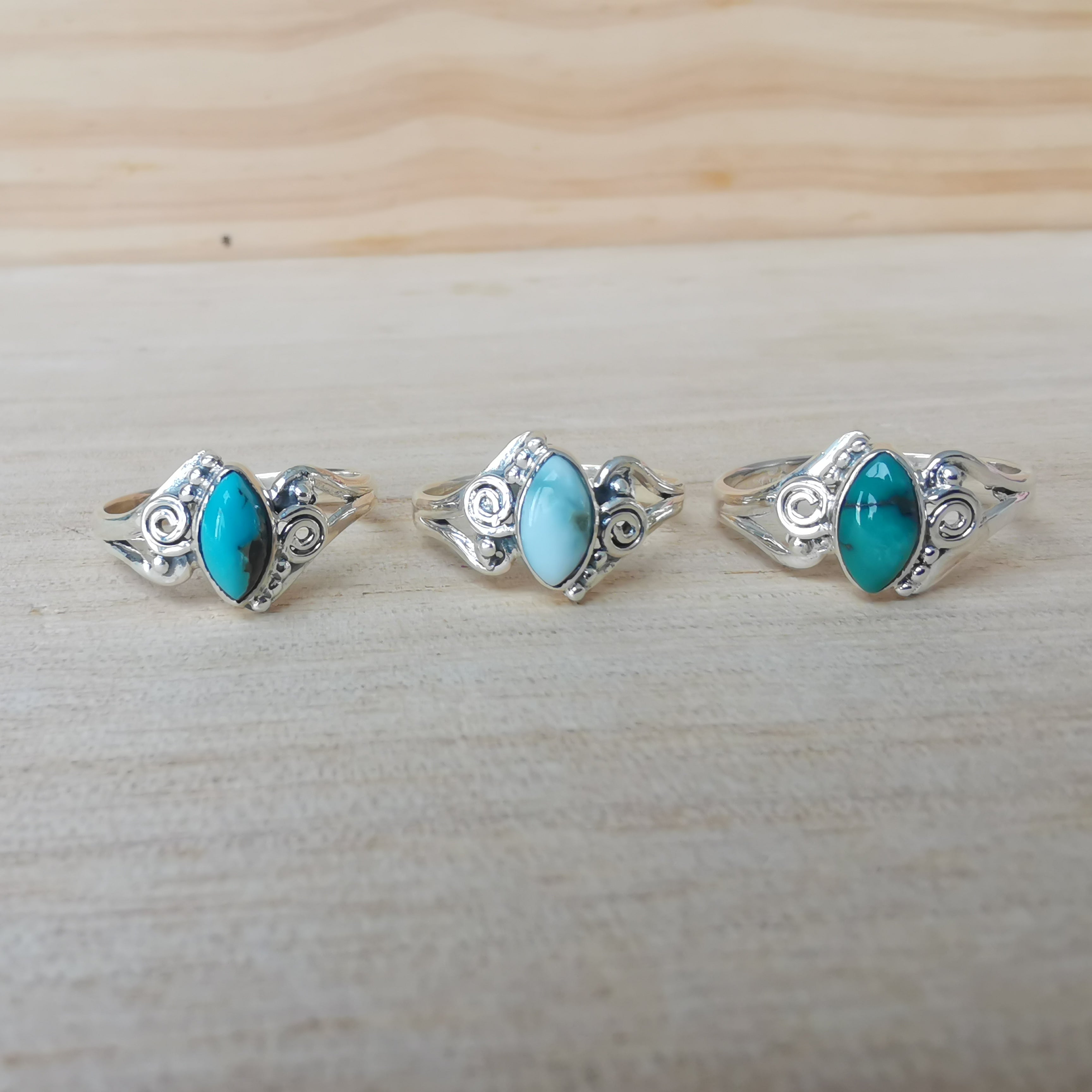 Sterling Silver 925 Dainty Rings Turquoise