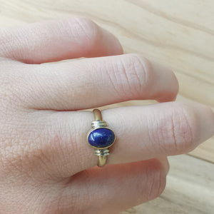 Premium Brass Rings Delicada Lapis Lazuli