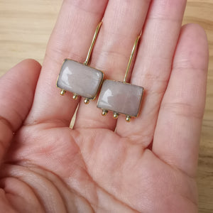 Premium Brass Earring Eterna -Peach Moonstone