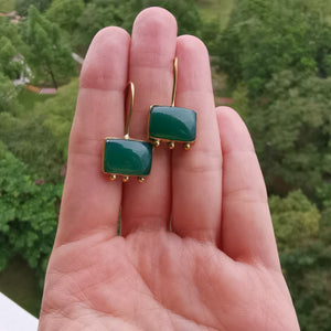Premium Brass Earring Eterna - Green Onyx