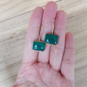 Premium Brass Earring Eterna - Green Onyx
