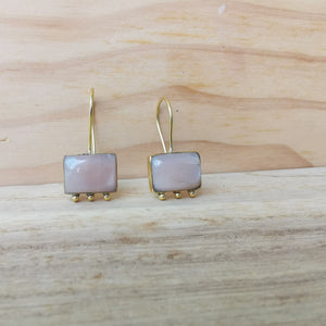 Premium Brass Earring Eterna -Peach Moonstone