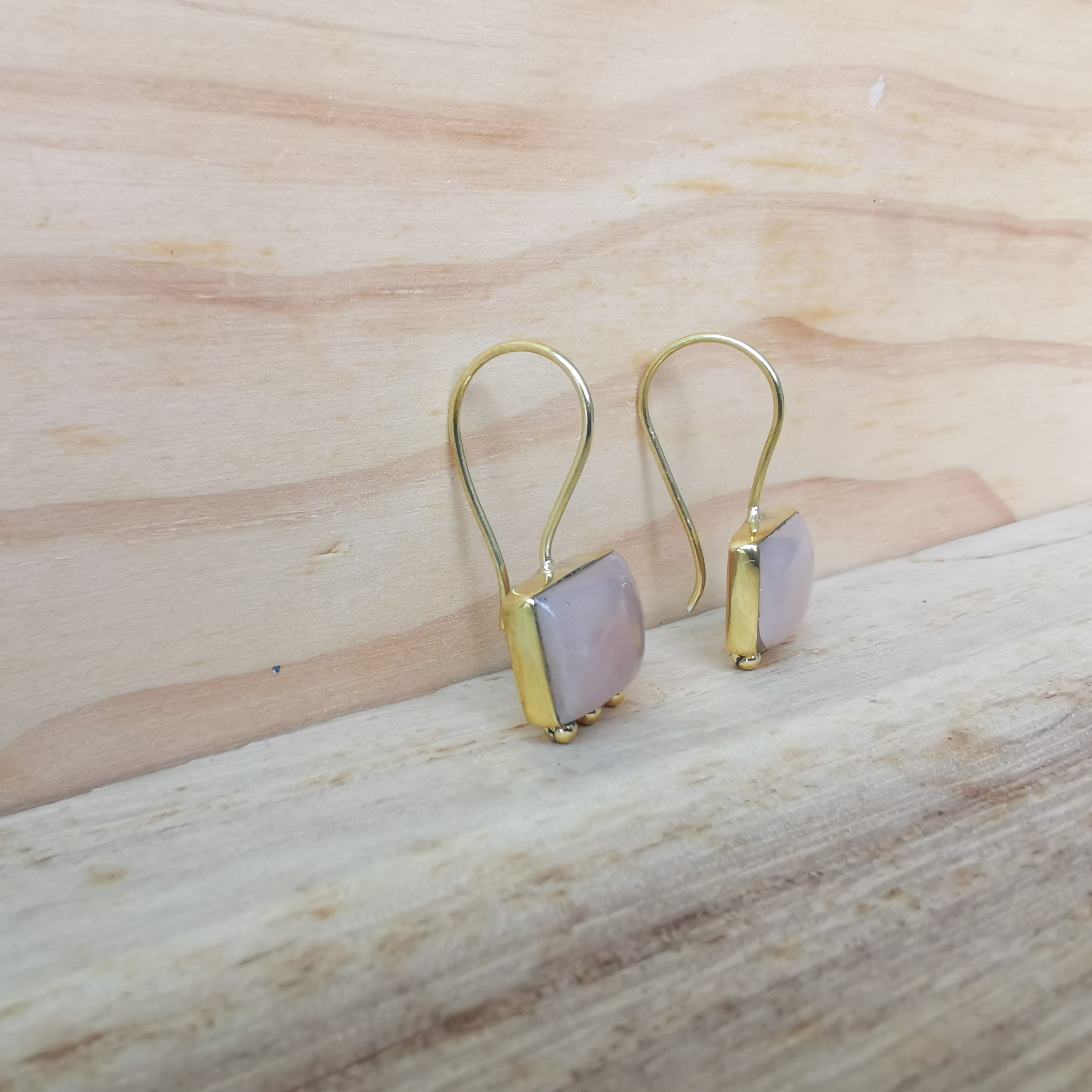 Premium Brass Earring Eterna -Peach Moonstone