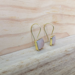 Premium Brass Earring Eterna -Peach Moonstone