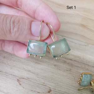 Premium Brass Earring Eterna - Prehnite