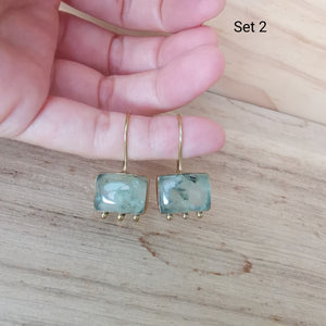 Premium Brass Earring Eterna - Prehnite