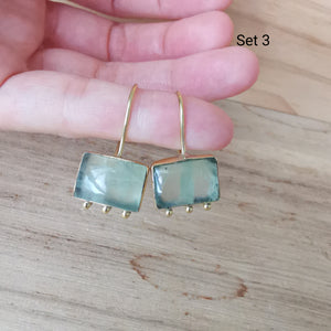 Premium Brass Earring Eterna - Prehnite