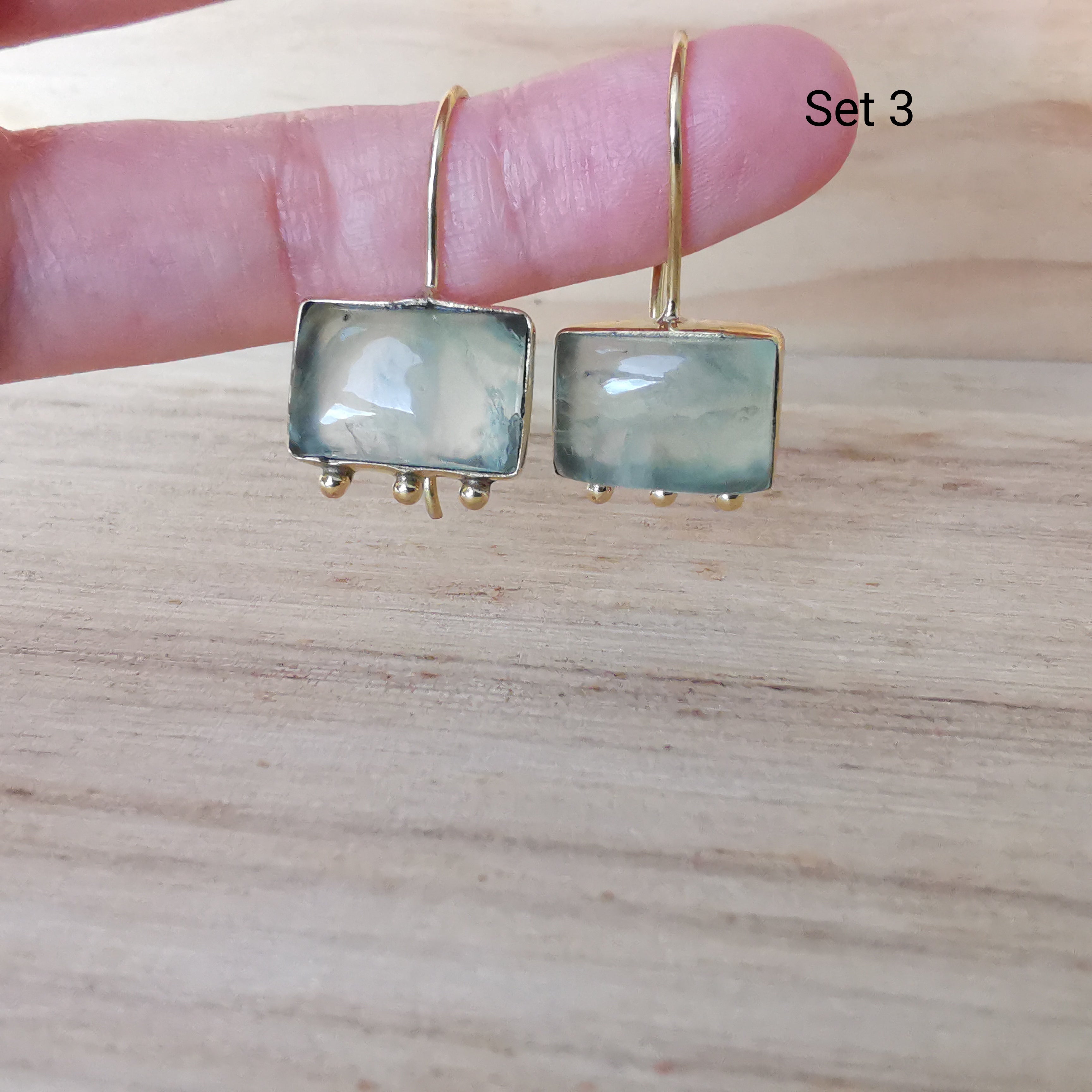 Premium Brass Earring Eterna - Prehnite