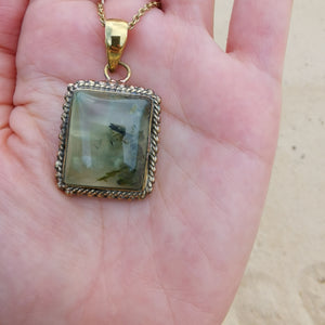 Premium Brass Pendant Prehnite PRP06