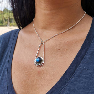 Sterling Silver 925 Labradorite Statement Pendant Suchi