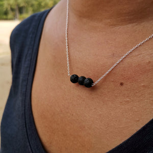 Essential Oil Diffuser Necklace Lava Stone Sterling Silver 925