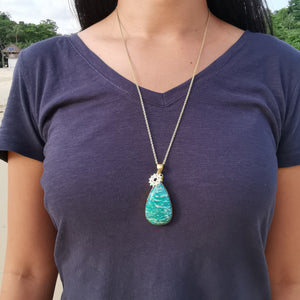 Premium Brass Pendant Amazonite