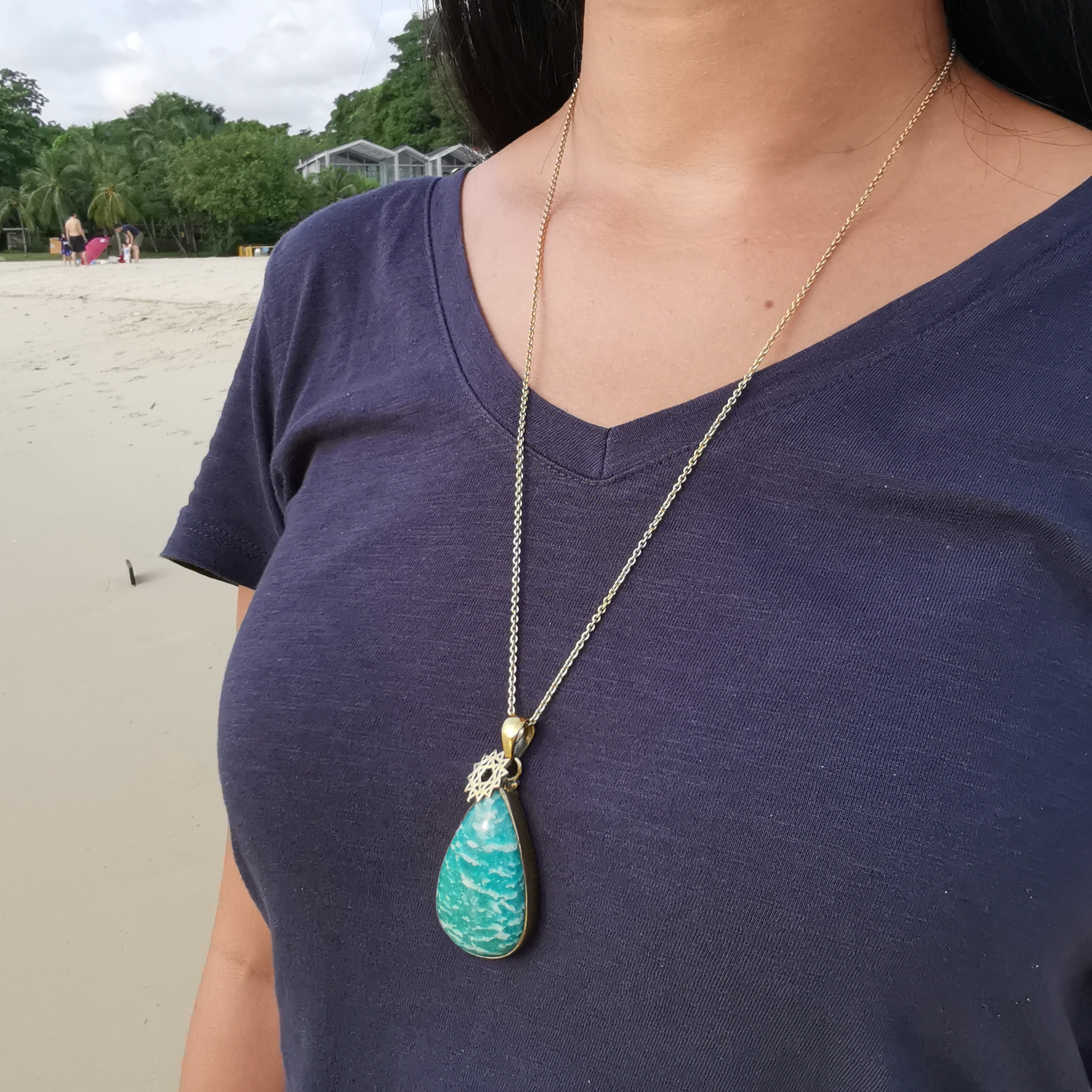Premium Brass Pendant Amazonite