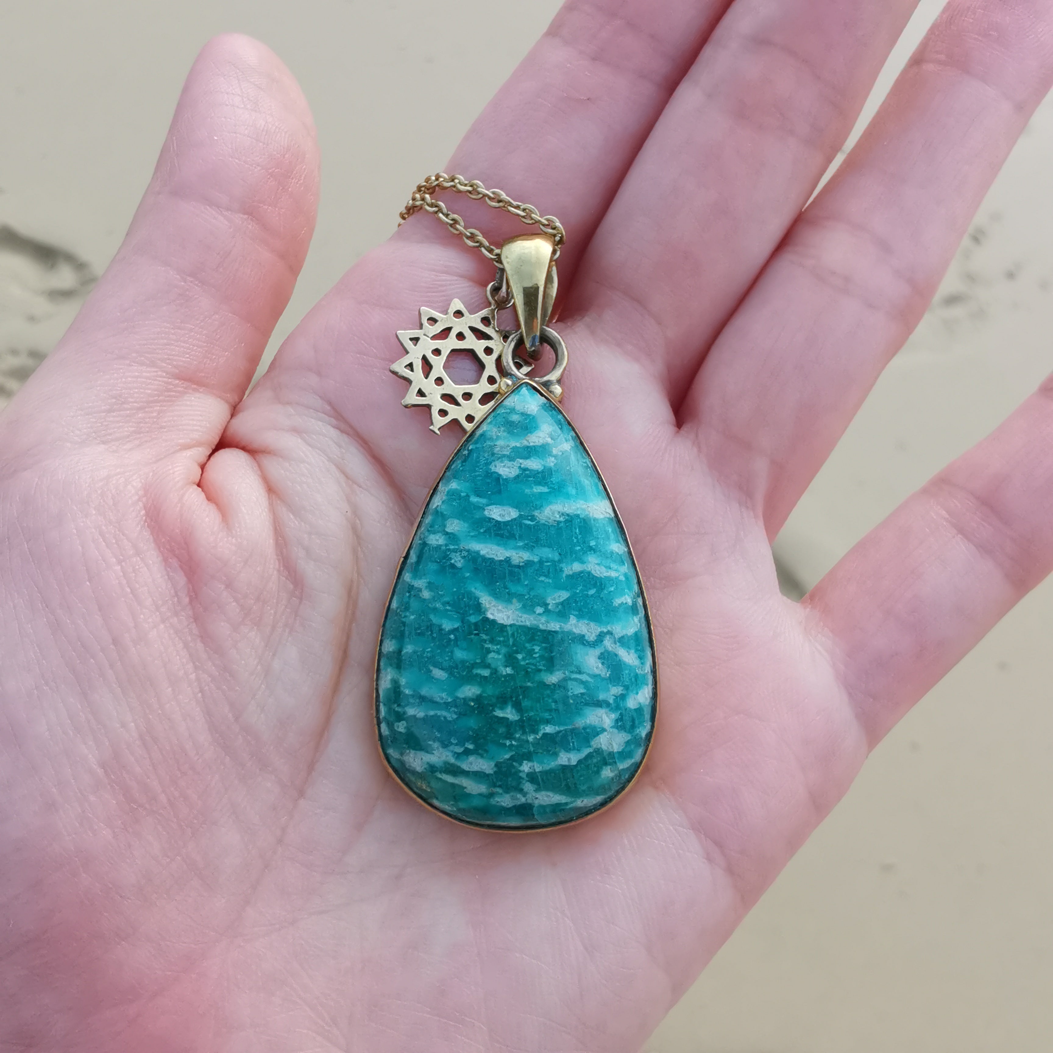 Premium Brass Pendant Amazonite