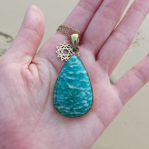 Premium Brass Pendant Amazonite