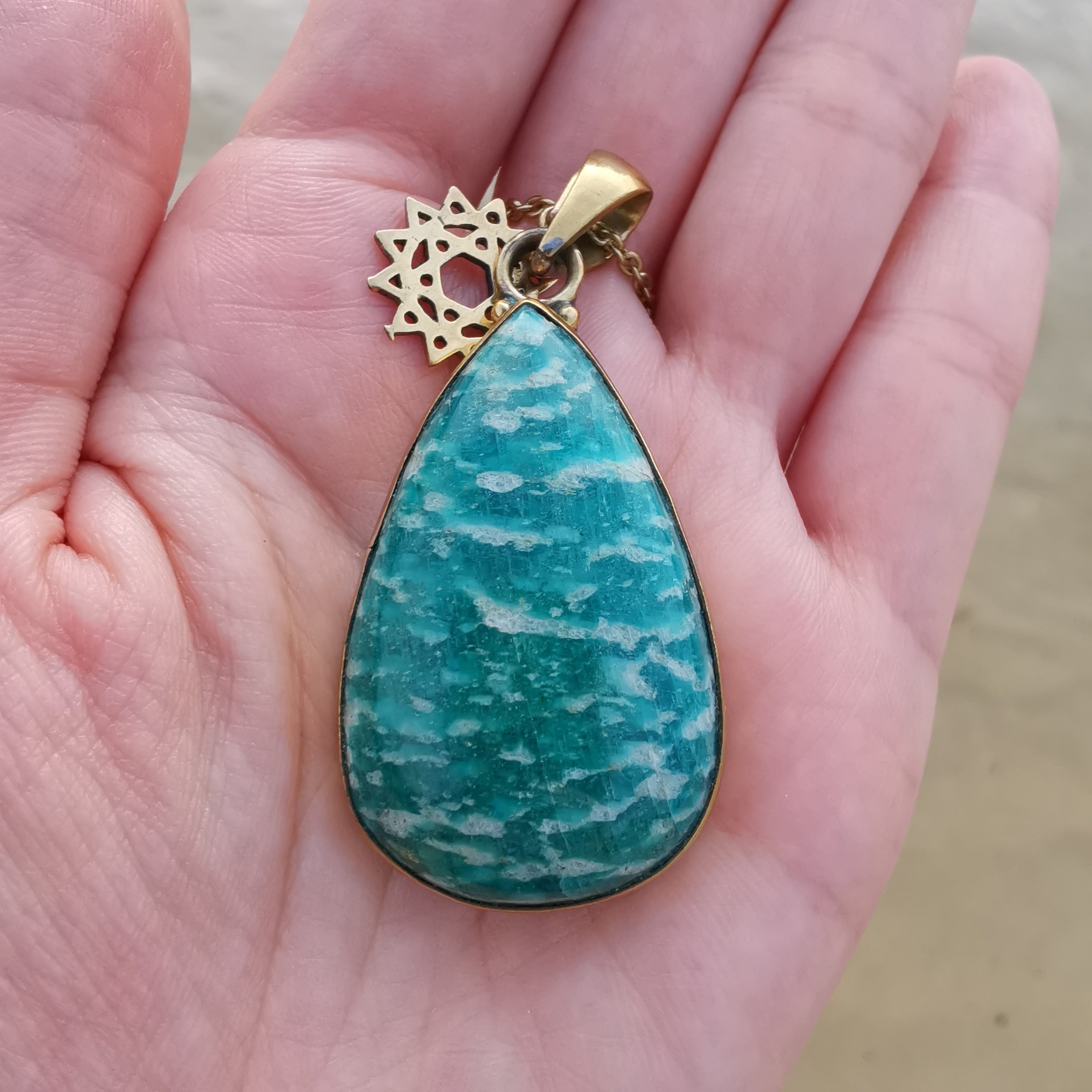 Premium Brass Pendant Amazonite