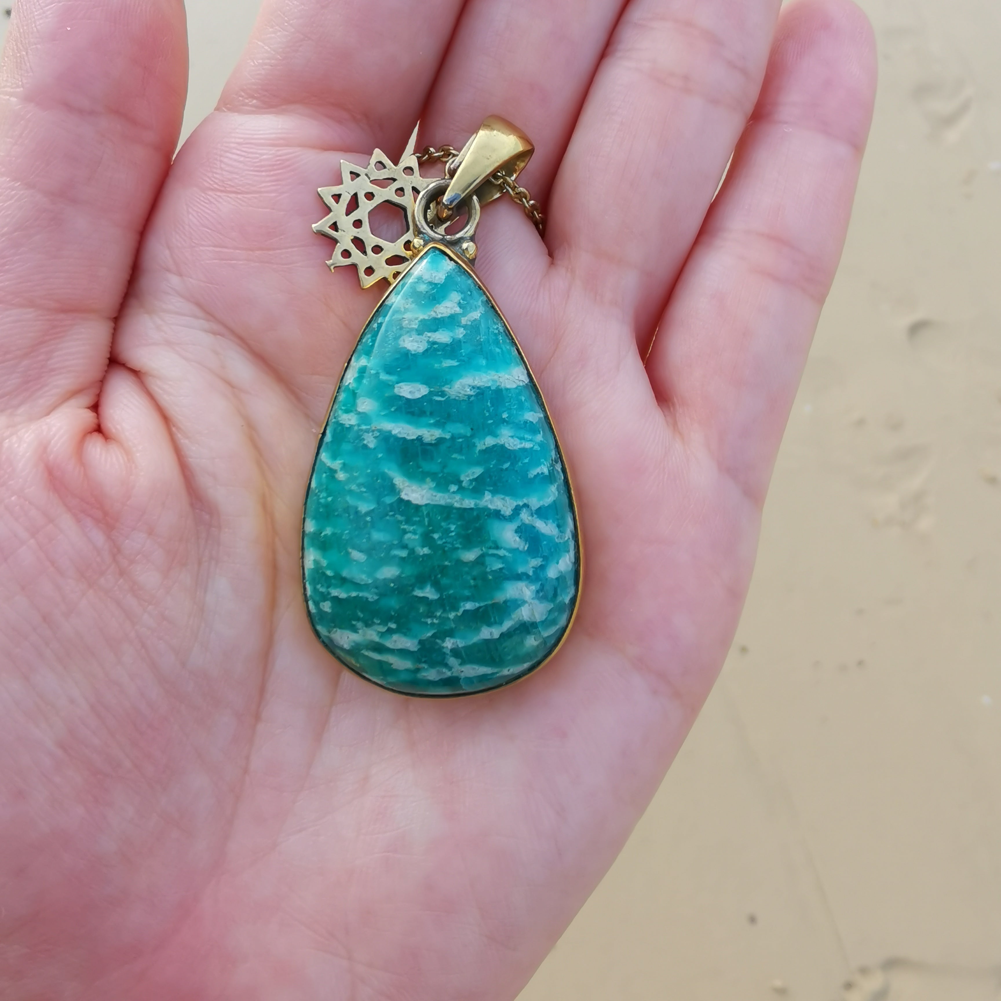 Premium Brass Pendant Amazonite
