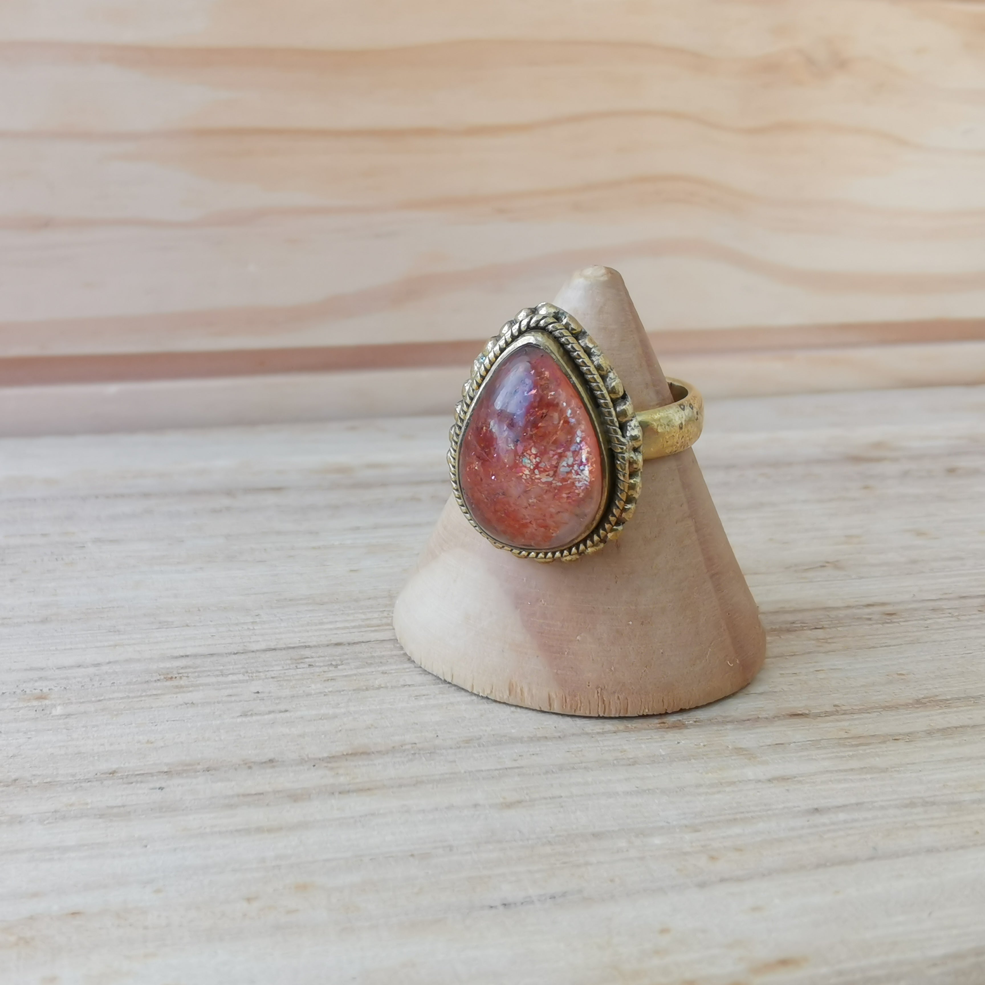 Premium Brass Statement Ring Sunstone