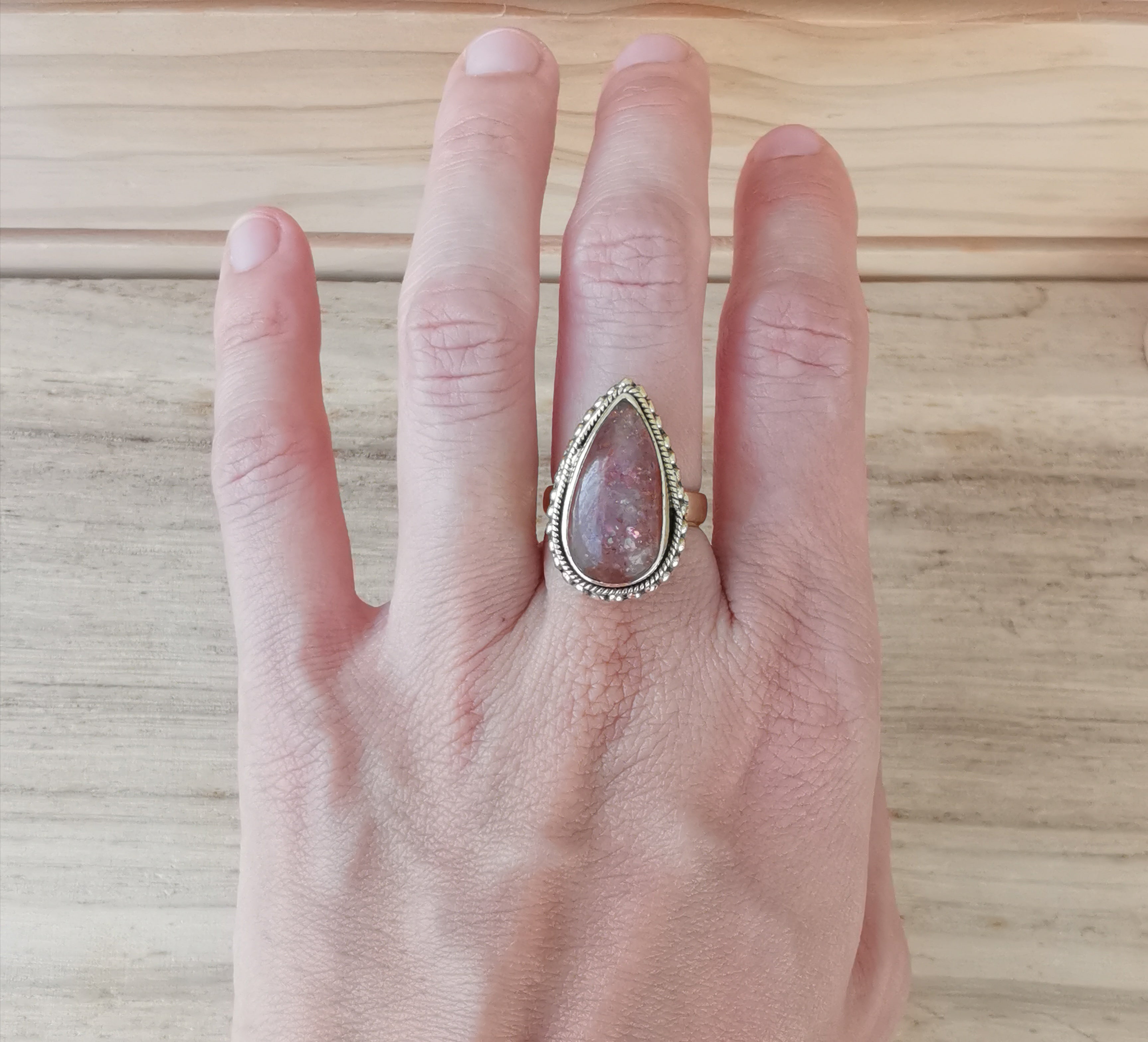 Premium Brass Statement Ring Sunstone