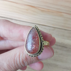 Premium Brass Statement Ring Sunstone